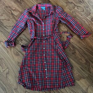 Draper James Red Plaid Tie Waist Dress Size 4